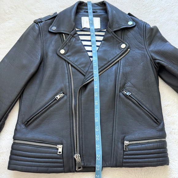 MAJE leather navy women jacket size 36 FR or 6 US Retail 750$ - Picture 8 of 10